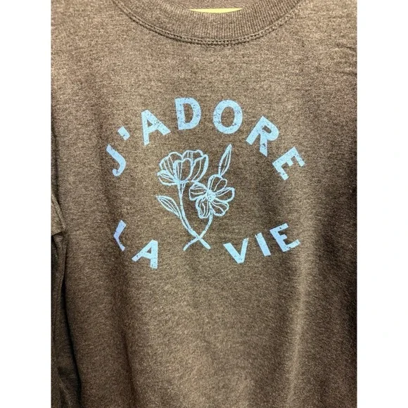 C & C California Grey "J'Adore" sweatshirt Crewneck Women's XS - Picture 3 of 6